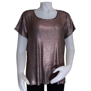 Coldwater Creek Women's Sequined Blouse Rose Gold/Purple Size L (14-16)‎